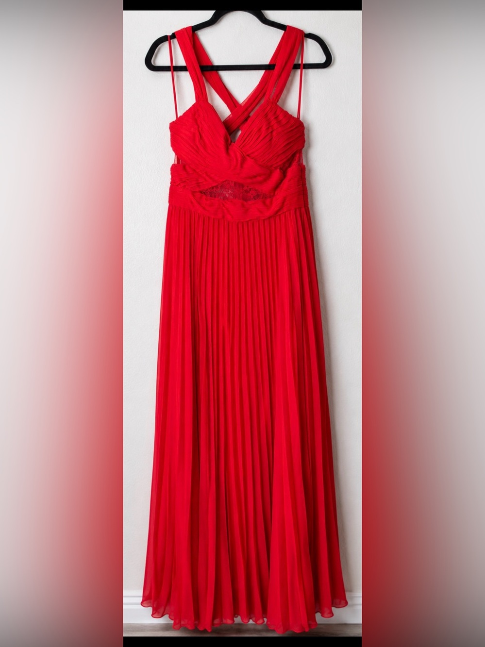 cinq a sept Red Pleated Maxi Skirt